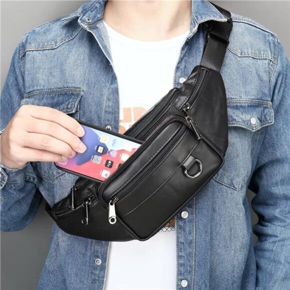 Genuine Leather Fanny Pack Black
